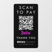 Hartelijk dank: Zelle Scan om QR Code Modern Black Raamsticker (Vel)