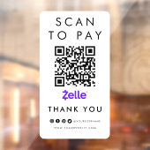 Hartelijk dank: Zelle Scan om QR Code Modern White Raamsticker (Vel 2)