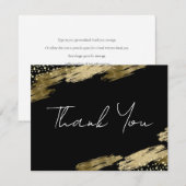 Hartelijk dank, zwart en goudlegant notitiekaartje (Voorkant / Achterkant)