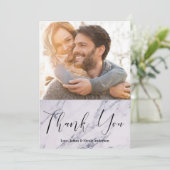 Hartelijk dank zwart, modern script, marmer Photo  Bedankkaart (Staand voorkant)