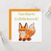 Hartelijk gefeliciteerd! Fox, vosje Kaart (Voorkant / Achterkant in situ)