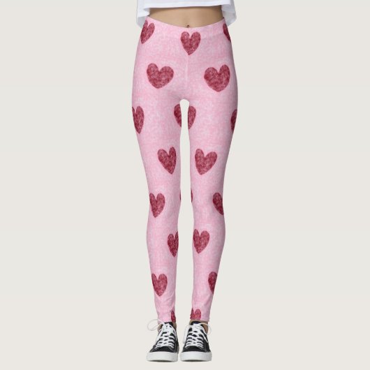 Hartelijk hart op roze, compacte vormgeving leggings (Voorkant)