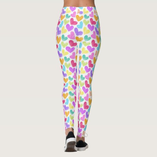 Hartelijk Kleurrijk Hart Pastel Valentijn Liefde M Leggings (Achterkant)