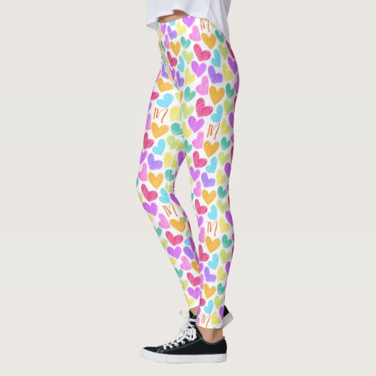 Hartelijk Kleurrijk Hart Pastel Valentijn Liefde M Leggings (Links)