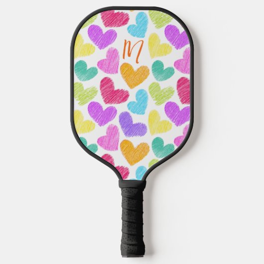 Hartelijk Kleurrijk Hart Pastel Valentijn Liefde M Pickleball Paddle (Voorkant)