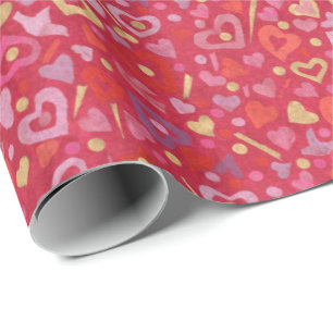 Hartelijk liefde Valentijnse papieren inktpatroon Cadeaupapier