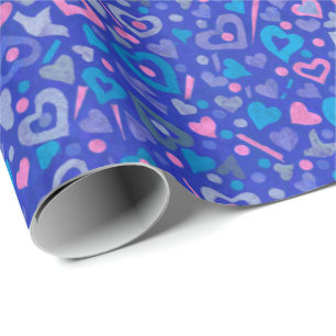 Hartelijk liefde Valentijnse papieren inktpatroon Cadeaupapier