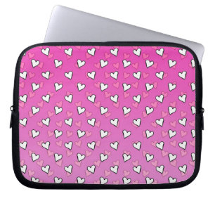 Hartelijk patroon in tinten roze en wit laptop sleeve