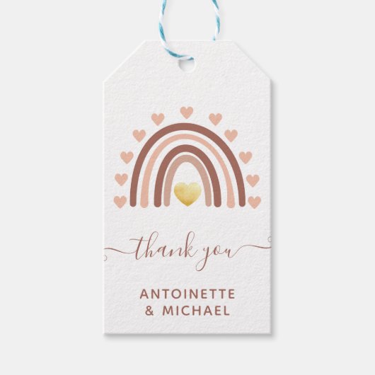 Hartelijk regenboog Dank u Blush Pink Gift Labels Cadeaulabel (Voorkant)