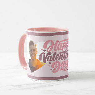 Hartelijk roze Happy Valentijnsdag multi-foto Mok