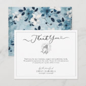 Hartelijke begrafenis Dank u kaart Blauwe Bloemen (Voorkant / Achterkant)