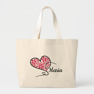 Hartelijke Elegantie: Doodle & Bloem Motief Grote  Tote Bag