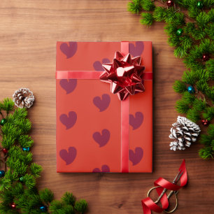 Hartelijke Harten - Bordeauxrood en Rood - Inpakpa Cadeaupapier