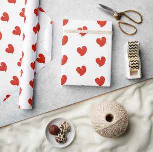 Hartelijke Harten - Rood en Wit - Inpakpapier
