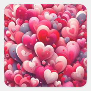 Hartelijke inspiratie voor Pink & Red Valentijns Vierkante Sticker