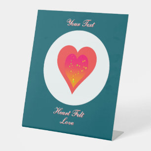 Hartelijke liefde drievoudige hartvorm turquoise reclamebord met voetstuk