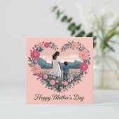 Hartelijke Moederdag Ontwerp: Moeder en Kind  Kaart (Staand voorkant)