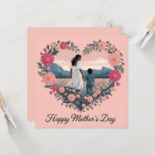 Hartelijke Moederdag Ontwerp: Moeder en Kind  Kaart (Voorkant / Achterkant in situ)