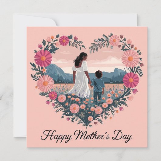 Hartelijke Moederdag Ontwerp: Moeder en Kind  Kaart (Voorkant)