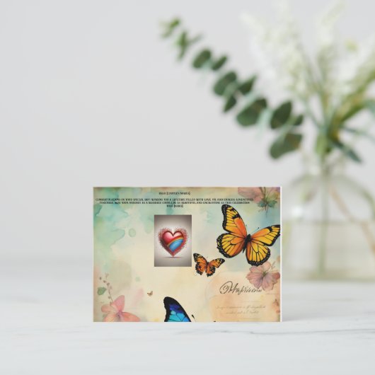 "Hartelijke wensen op uw trouwdag" Informatiekaartje (Staand voorkant)