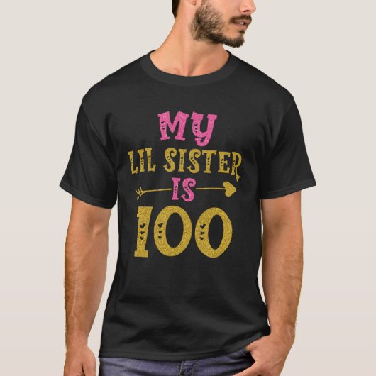 Harten 100th Bday voor zuster van zuster broer T-shirt (Voorkant)