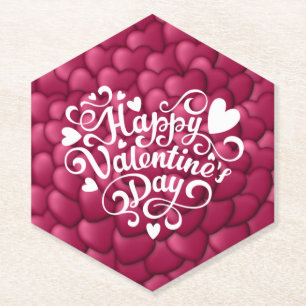 Harten 3D Textuur Rood Patroon-23803 Kartonnen Onderzetters