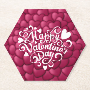 Harten 3D Textuur Rood Patroon-23803 Kartonnen Onderzetters