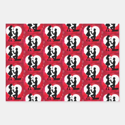 Harten Aanzoek Silhouet Collectie Inpakpapier Vel (Voorkant)