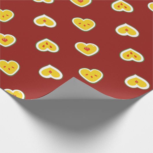 Harten appels patroon cadeaupapier (Hoek)