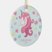 Harten & Bloemen Eenhoorn Kerst Ornament (Rechts)