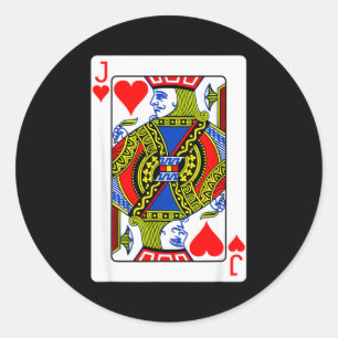 Harten Boer Speelkaart Valentijnskostuum Ronde Sticker