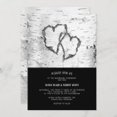 Harten - Boom Bark Rustic Wedding Kaart (Voorkant / Achterkant)