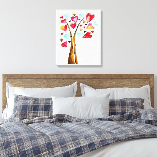 Harten boom grillige valemtines canvas afdruk (Insitu (Slaapkamer))