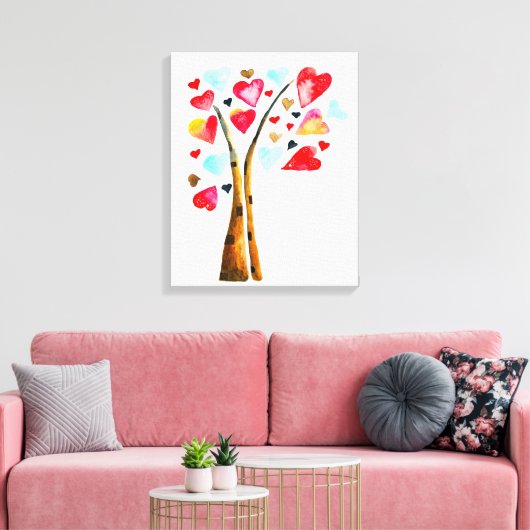 Harten boom grillige valemtines canvas afdruk (Insitu (Woonkamer))