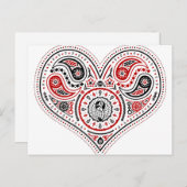 Harten - Briefkaart (wit/rood/zwart) (Voorkant / Achterkant)