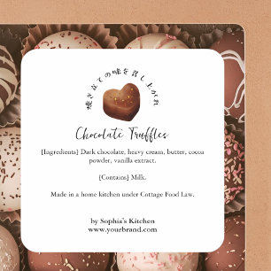 Harten Chocolade Waterverf Bakkerij Ingrediënt Vierkante Sticker