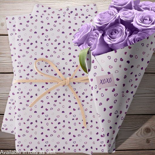 Harten - Donkerpaars op Lichtpaars Inpakpapier Vel