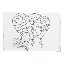 Harten en ballonnen die de DIY Doodle Pillowcase k