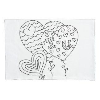 Harten en ballonnen die de DIY Doodle Pillowcase k Kussensloop