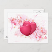 Harten en bloemen briefkaart (Voorkant / Achterkant)