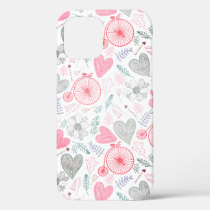 Harten en bloemen iPhone 12 pro hoesje