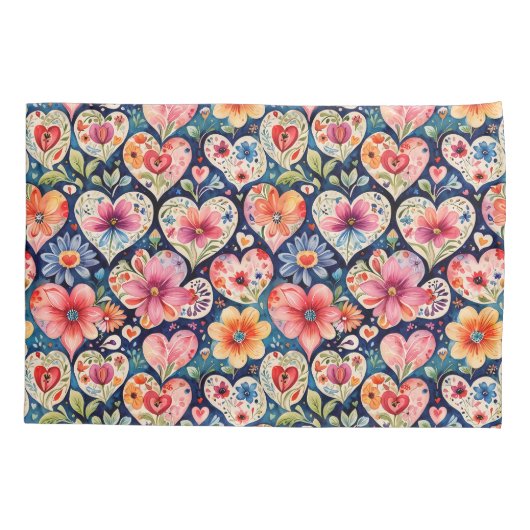 Harten en bloemen, meisjeskamer kussensloop (Achterkant)