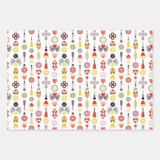 Harten en bloemen rood en zwart Schattige minimali Inpakpapier Vel (Voorkant)