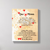 Harten en boom bruiloft geloften op Canvas (Voorkant)