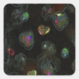 HARTEN EN CABOCHONS VIERKANTE STICKER