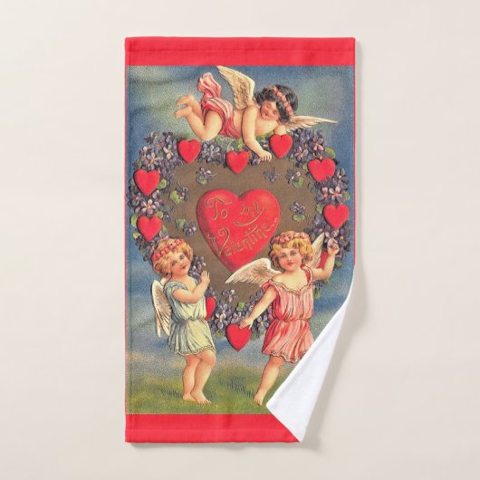 Harten en Cherubs  Valentijnsdag Handdoek (Handdoek)
