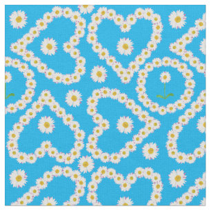 Harten en cirkels Daisy Chains Blue Custom Fabric Stof