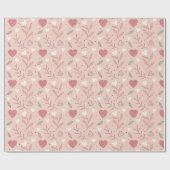 Harten en gebladerte Valentijnsdag Cadeaupapier (Vlak)