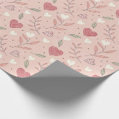 Harten en gebladerte Valentijnsdag Cadeaupapier (Hoek)