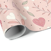 Harten en gebladerte Valentijnsdag Cadeaupapier (Rol Hoek)